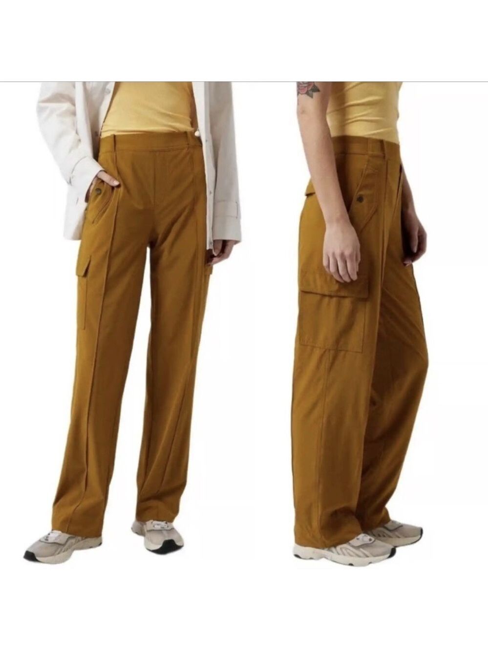 Athleta Women’s Size 20 Mustard Gold Vienna Cargo Pant Featherweight Stretch NWT